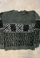 VINTAGE KNITTED JUMPER ABSTRACT PATTERNED KNIT SWEATER