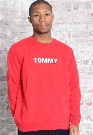 VINTAGE TOMMY HILFIGER SPELLOUT SWEATSHIRT RED