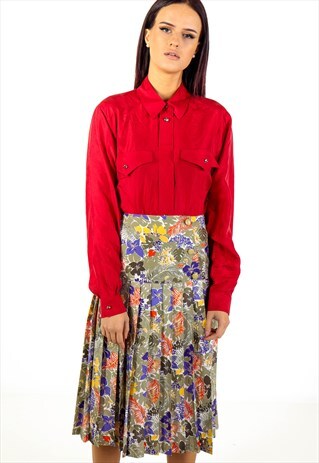 VINTAGE FLORAL PLEATED SKIRT ACSK36