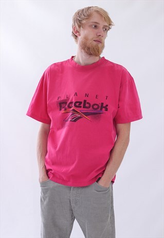 VINTAGE MENS REEBOK PLANET BIG LOGO T-SHIRT