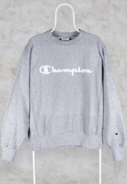 Vintage Grey Champion Reverse Weave Sweatshirt Embroidered 