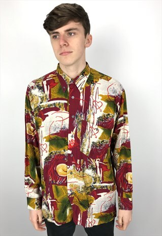 90S VINTAGE GIACCOMO LARUSSO PATTERNED FESTIVAL SHIRT
