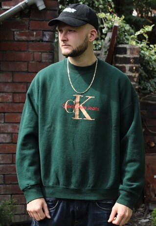 VINTAGE GREEN CALVIN KLEIN SWEATSHIRT LARGE