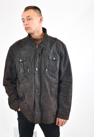 VINTAGE 90'S SUEDE LEATHER HARRINGTON COAT