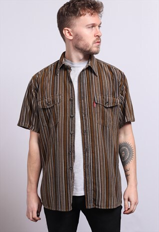 VINTAGE CORDUROY CORD STRIPED SHIRT
