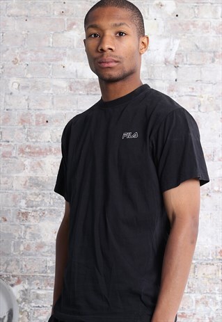VINTAGE FILA CHEST LOGO T-SHIRT BLACK