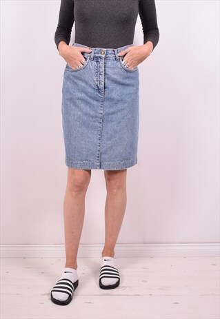 TRUSSARDI WOMENS VINTAGE DENIM SKIRT W30 BLUE 90'S