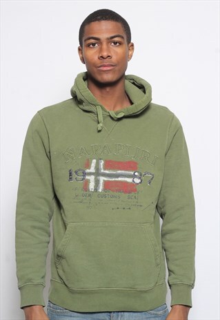 VINTAGE NAPAPIJRI LOGO HOODIE GREEN