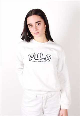 VINTAGE POLO RALPH LAUREN SWEATSHIRT WHITE