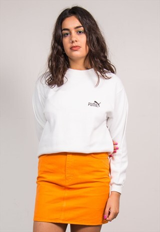 90'S VINTAGE WHITE PUMA SWEATSHIRT JUMPER