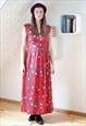 Red maxi floral sleeveless dress
