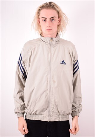 ADIDAS MENS VINTAGE TRACKSUIT TOP JACKET MEDIUM GREY 90S