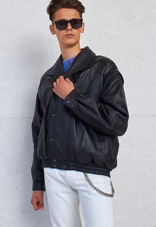 VINTAGE BLACK BIANCO LEATHER JACKET