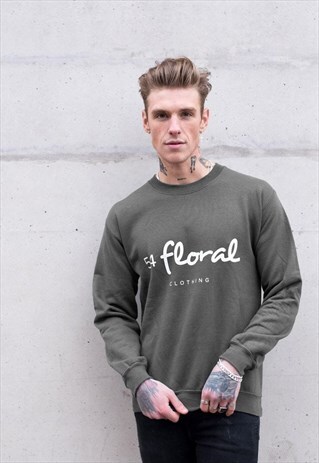 LARGE GRAPHIC JUMPER PULLOVER SWEATER - DARK GREY