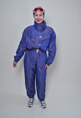 VINTAGE ONE PIECE SKI SUIT, PURPLE WINTER JUMPSUIT