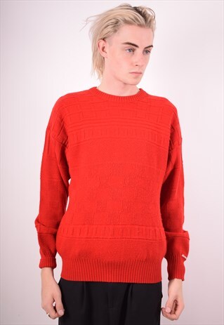 ELLESSE MENS VINTAGE JUMPER SWEATER MEDIUM RED 90S