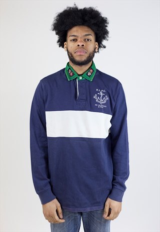 VINTAGE POLO RALPH LAUREN NAVY/WHITE/GREEN POLO SHIRT