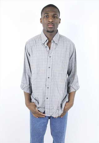 VINTAGE LACOSTE GREY CHECK SHIRT
