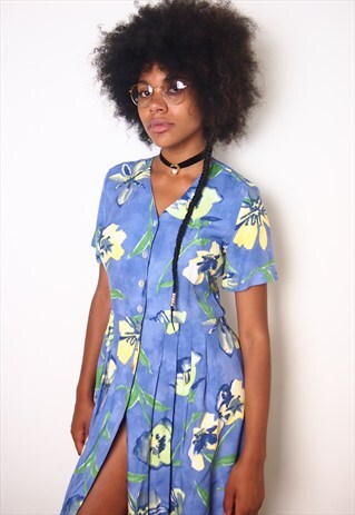 VINTAGE MULTI FLORAL PLEATED DRESS