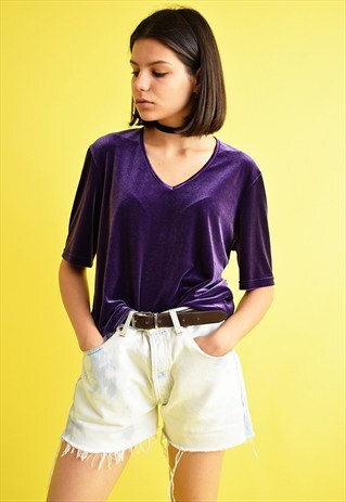 90'S RETRO PURPLE GRUNGE SHIMMER VELVET TOP