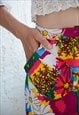 VINTAGE 70'S MULTICOLOUR FLORAL PRINT SHORTS