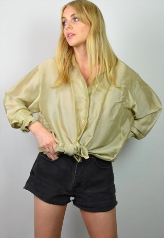 VINTAGE 90S LONG OVERSIZED GOLD FESTIVAL SHIRT