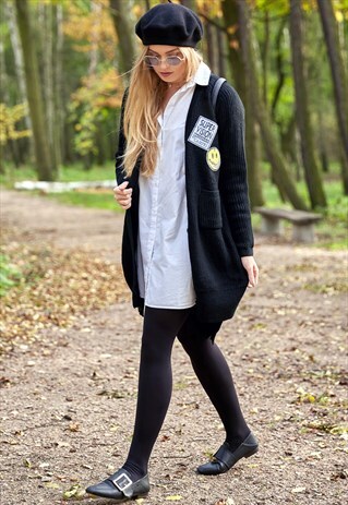 LONGLINE CARDIGAN WITH PATCHES