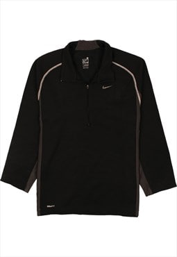 Vintage 90's Nike Sweatshirt Swoosh Full Zip Up Black Medium