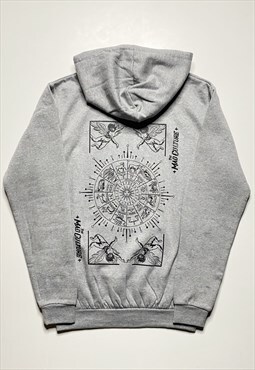 Zodiac calendar oversized hoodie back graphic grey