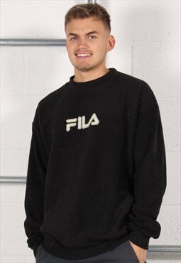 Vintage Fila Sweatshirt in Black Fleece Lounge Jumper XXL