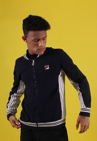 BLACK AND WHITE FILA EMBROIDERED TRACK JACKET
