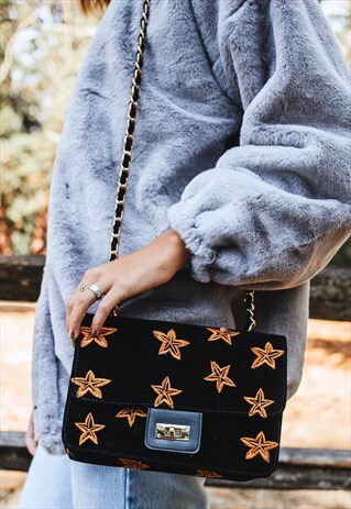 STARS EMBROIDERY CHAIN BAG