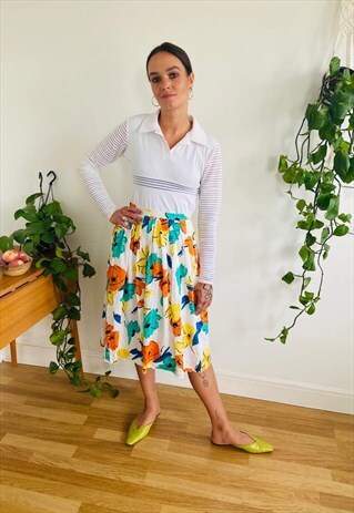FIELDS OF THE 50S PRINTED MIDI SKIRT
