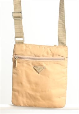 Vintage Milano Nylon Shoulder Bag Crossbody Logo Beige