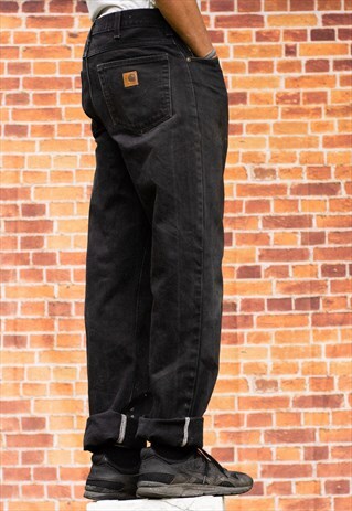 VINTAGE 90S CARHARTT LOGO DENIM JEANS IN BLACK