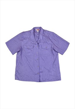 Vintage Retro 80s Shirt Short Sleeved Purple Ladies XL