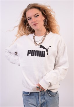 Vintage Puma Sweatshirt Jumper White