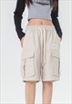 Cargo pocket utility shorts premium skater pants in cream
