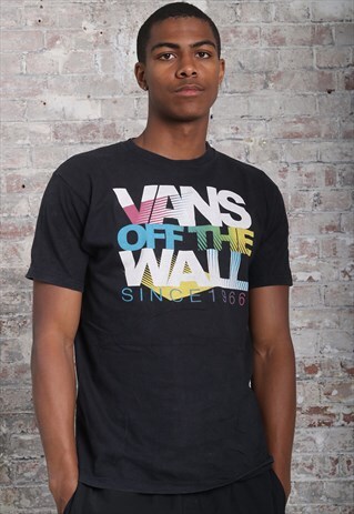 VINTAGE VANS OFF THE WALL SPELLOUT T-SHIRT BLACK