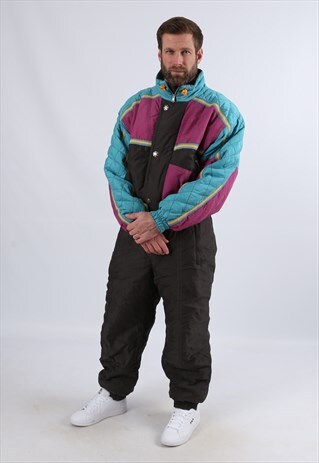 VINTAGE ETIREL FULL SKI SUIT SNOW 90'S UK M 40" (53J)