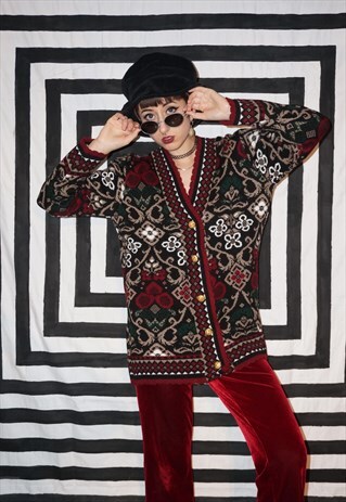 VINTAGE 90'S FLORAL BROCADE CARDIGAN