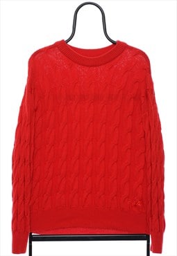 Vintage Fila Cable Knit Red Jumper Womens