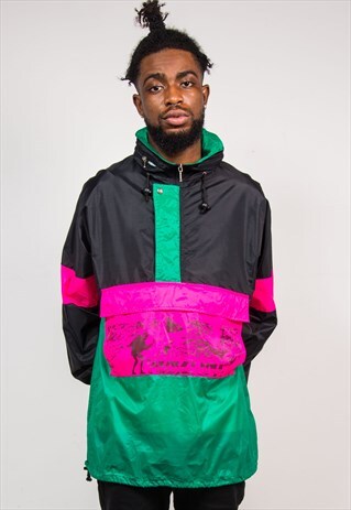 90'S COLOUR BLOCK VINTAGE FESTIVAL CAGOULE PRINT JACKET