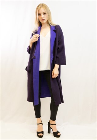 REVERSIBLE WOOL BLEND COAT (PURPLE))
