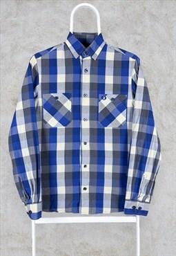 Fred Perry Check Shirt Long Sleeve Blue XS