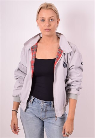 LONSDALE WOMENS VINTAGE BOMBER JACKET MEDIUM GREY 90S