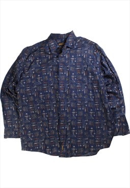 Vintage 90's Woolrich Shirt Fish Long Sleeve Button Up Navy