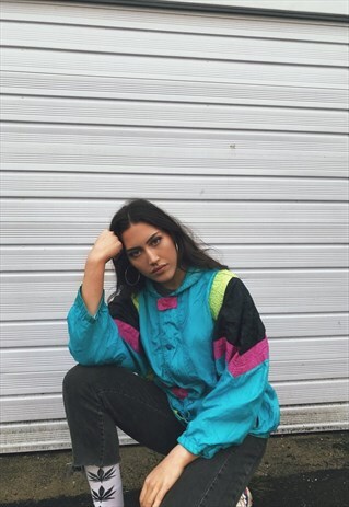 VINTAGE UNISEX OVERSIZED FESTIVAL WINDBREAKER SHELL JACKET