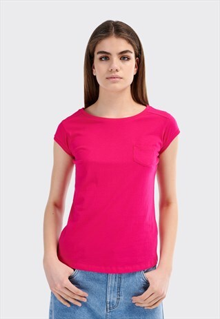 ALCOTT BRIGHT PINK BASIC COTTON T-SHIRT