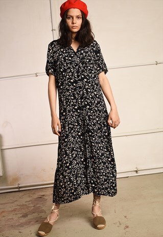 90'S RETRO FLORAL PRINT PARIS CHIC SUMMER MINIMALIST DRESS